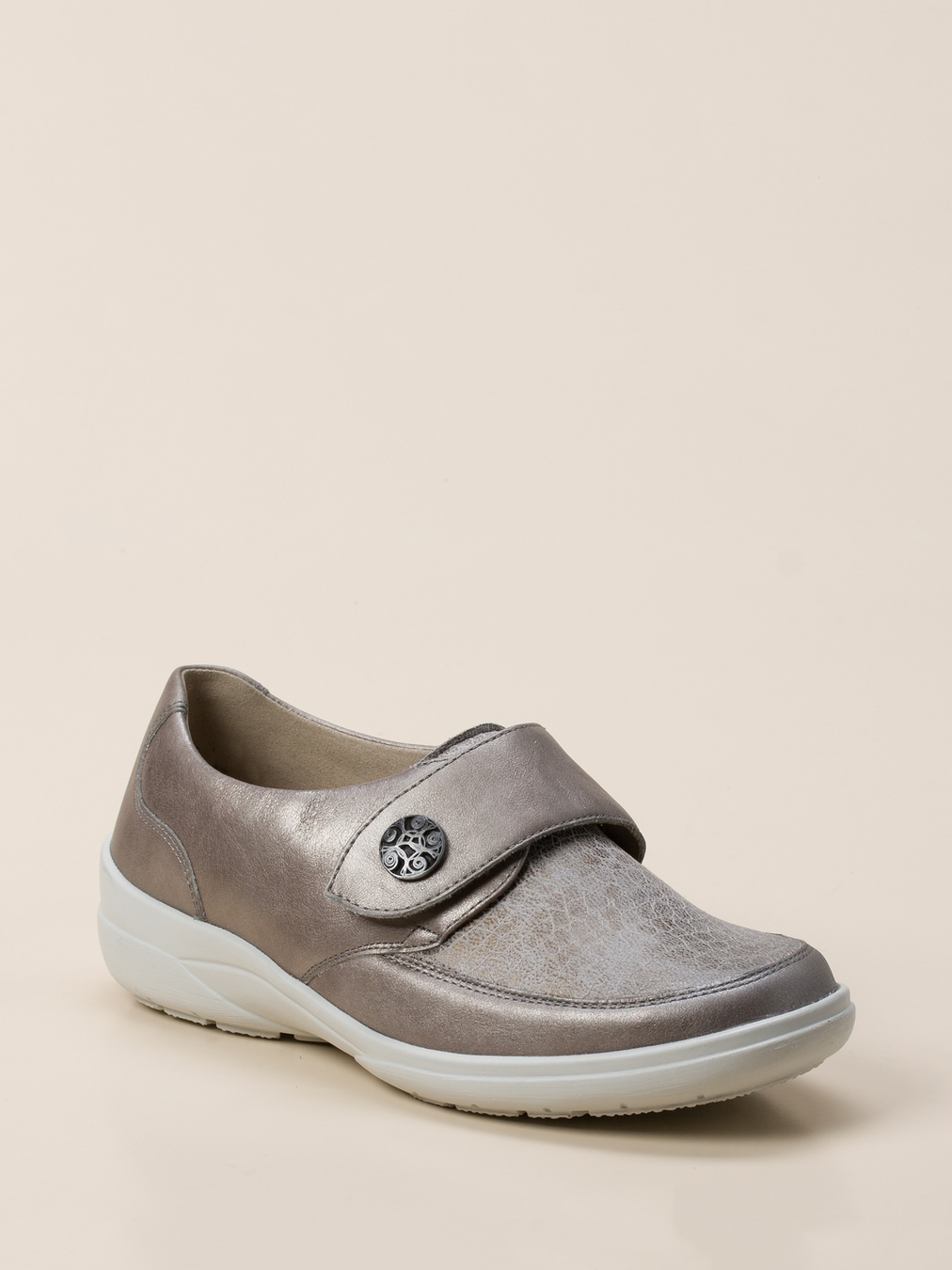 Solidus – Komfortslipper aus Metallicleder in Taupe