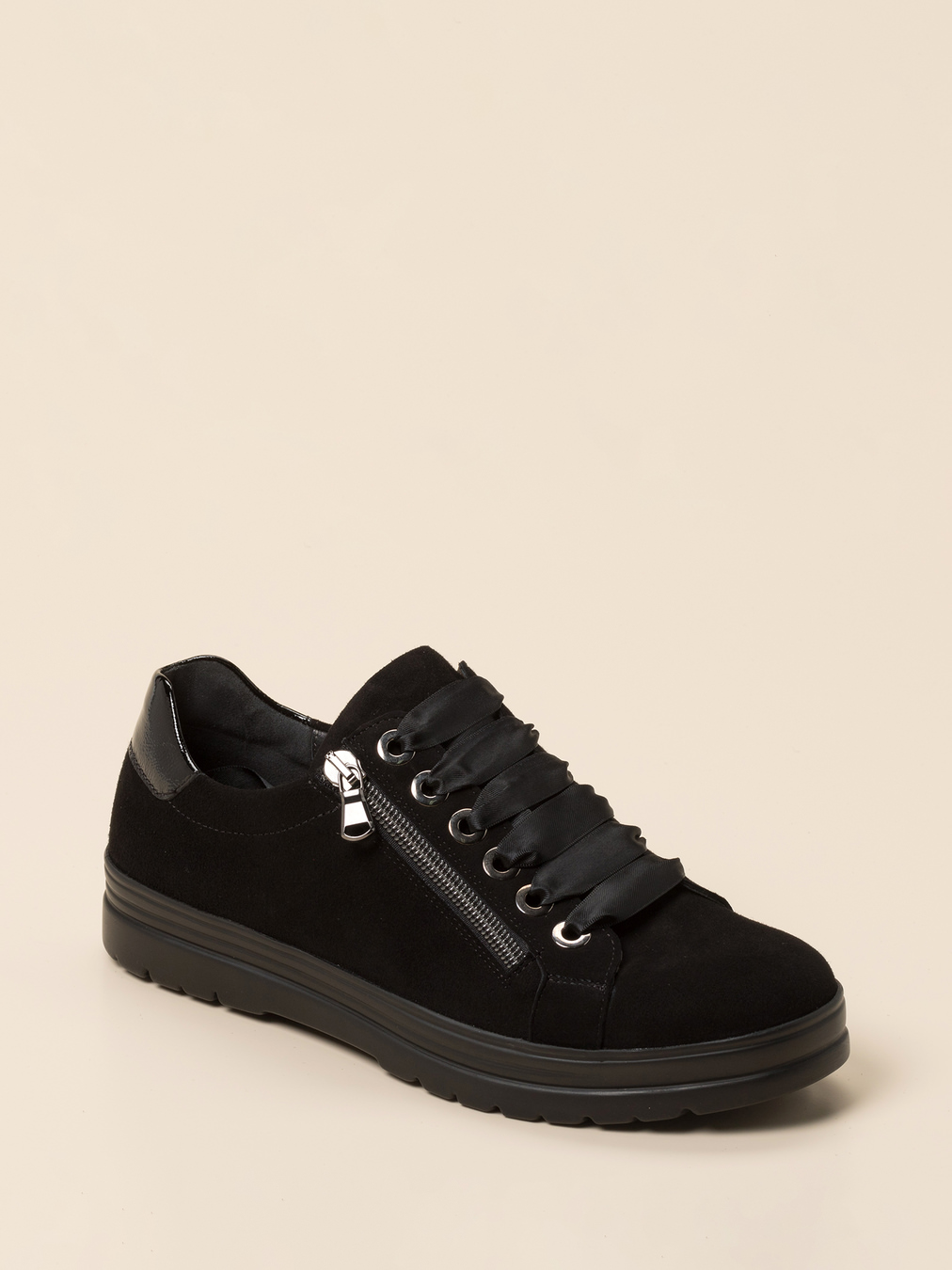 Semler – Komfort-Sneaker aus Veloursleder schwarz