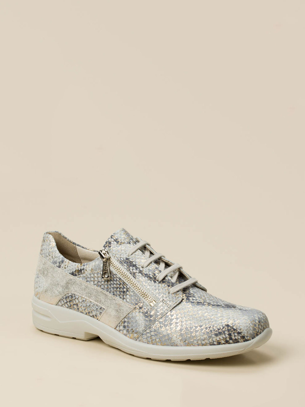 Solidus – Komfort-Sneaker aus Reptilleder silbergrau