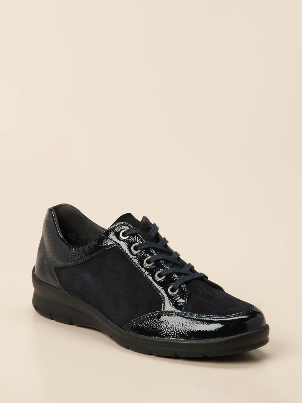 Semler – Komfort-Sneaker aus Lackleder und Veloursleder