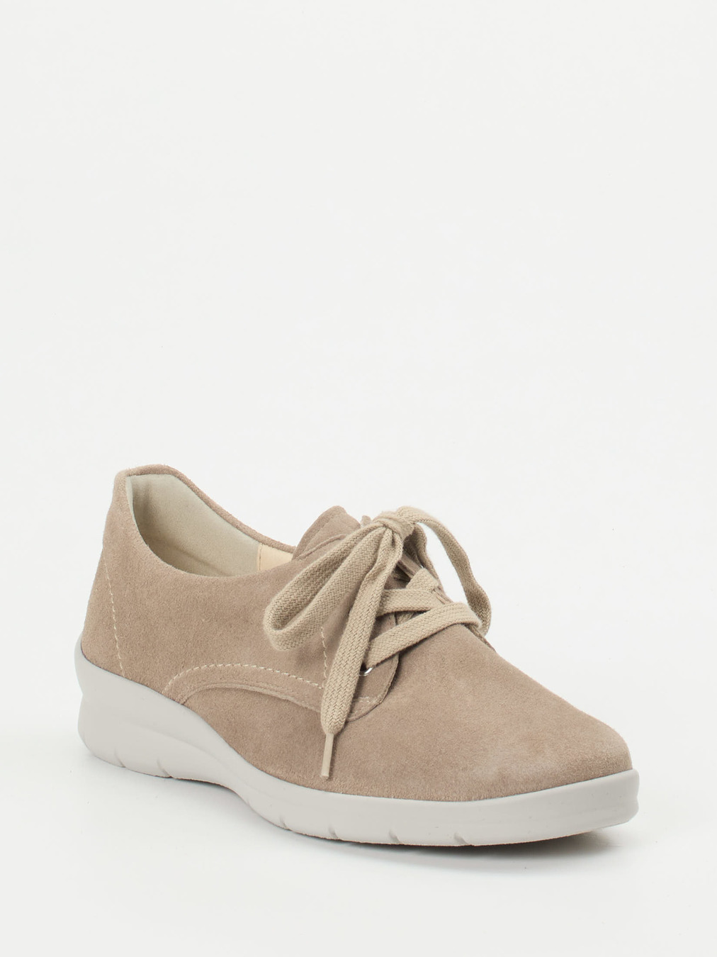 Semler – Komfortschnürer aus Veloursleder beigegrau