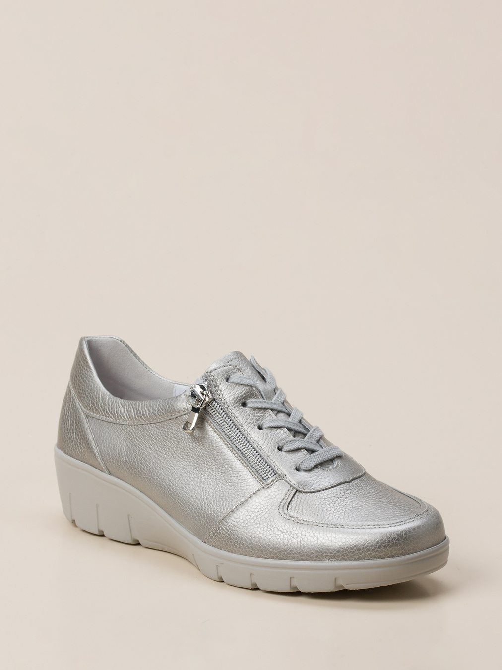 Semler – Komfort-Sneaker aus Metallicleder silber