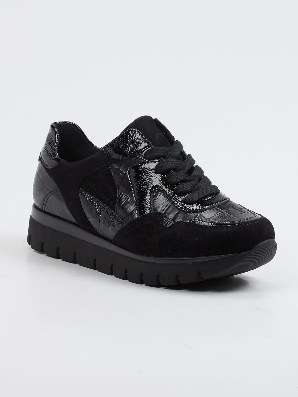 Semler – Komfort-Sneaker aus Reptilleder Schwarz