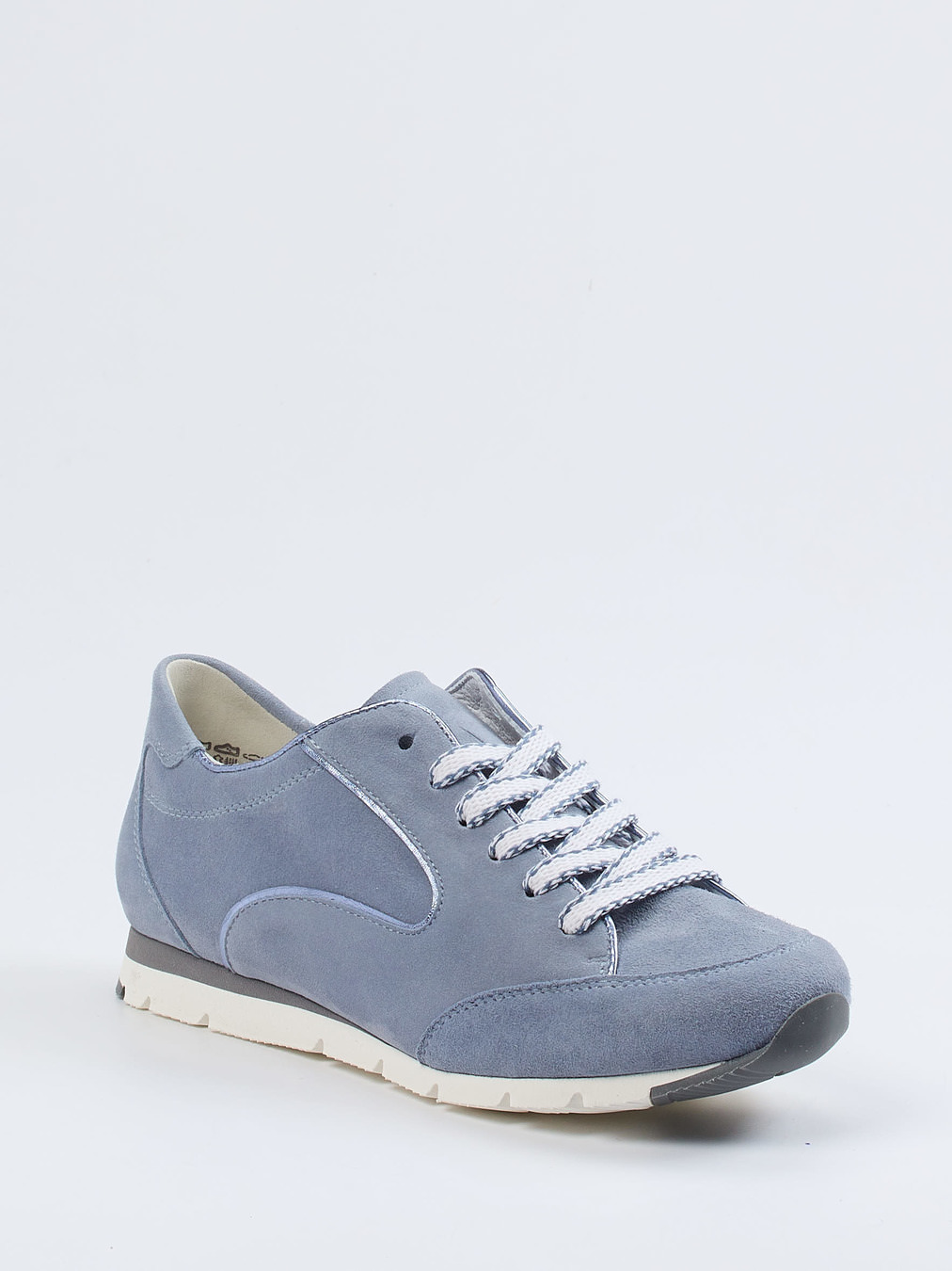 Semler – Sneaker aus Veloursleder in Taubenblau