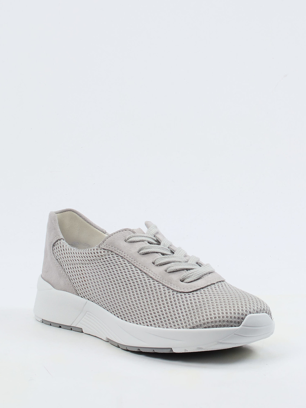 Semler – Komfort-Sneaker aus Mesh und Veloursleder Hellgrau