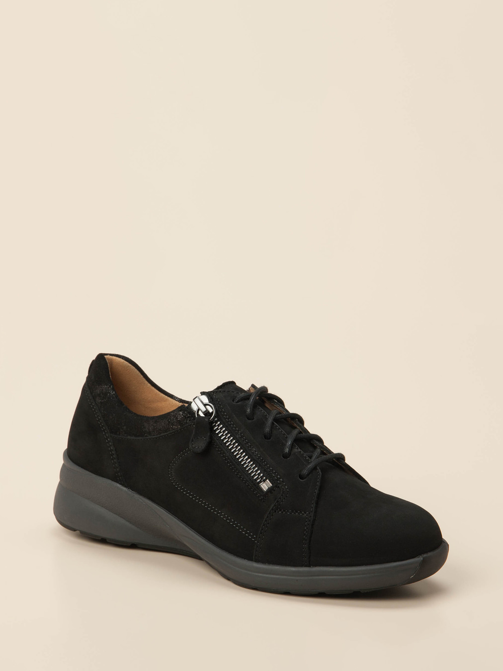 Ganter – Komfort-Sneaker aus Nubukleder schwarz