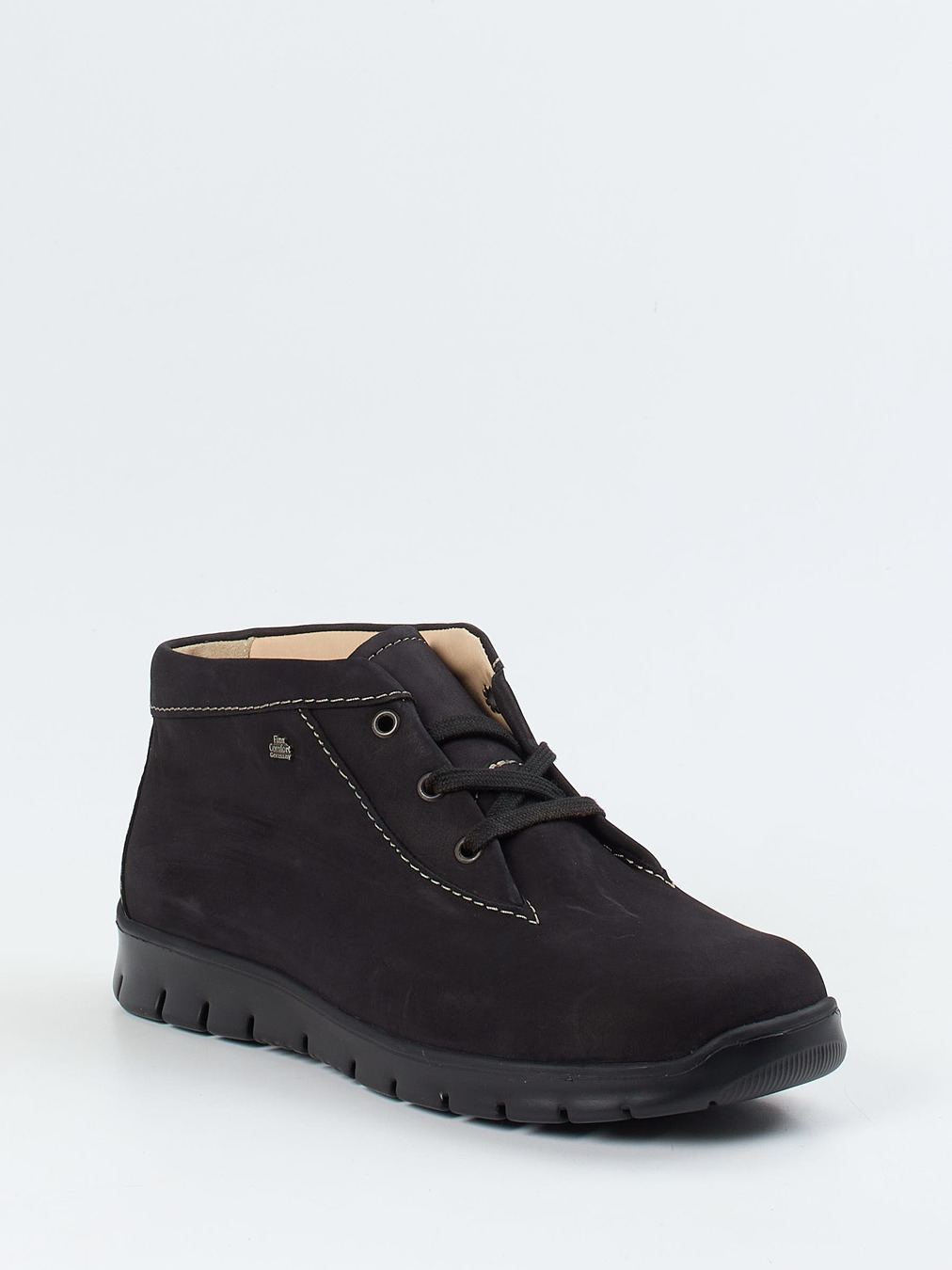 Finn Comfort – Schnürstiefelette aus Nubukleder schwarz