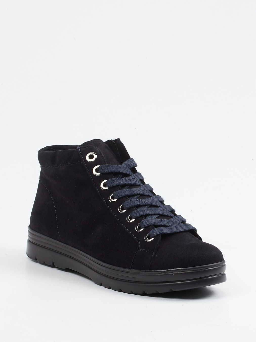 Semler – Schnürstiefelette aus Veloursleder blau