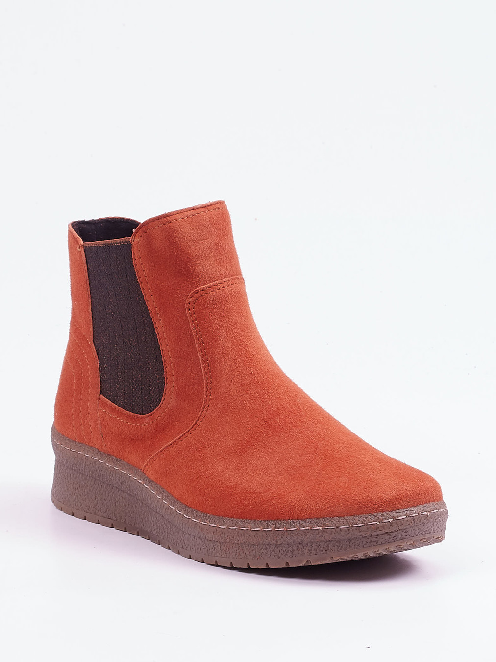 Semler – Chelsea-Stiefelette aus Veloursleder ziegelrot