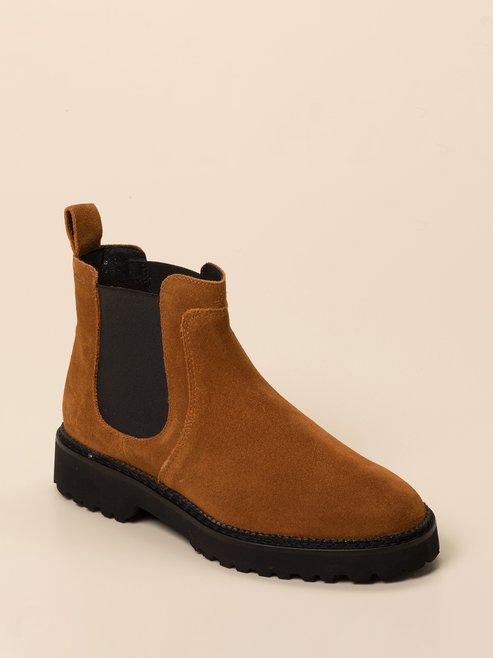 Sioux – Chelsea Boots aus Veloursleder cognacfarben
