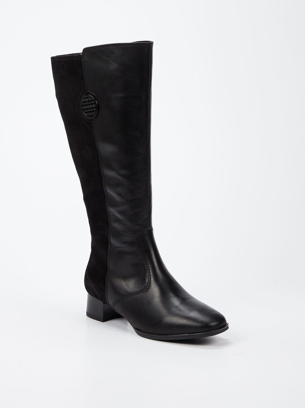 Ara – Kniestiefel aus Kalbleder und Veloursleder Schwarz