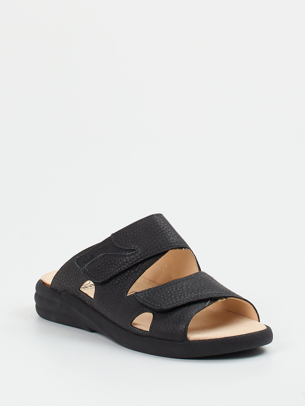 Ganter – Klettpantolette aus Kalbleder Schwarz