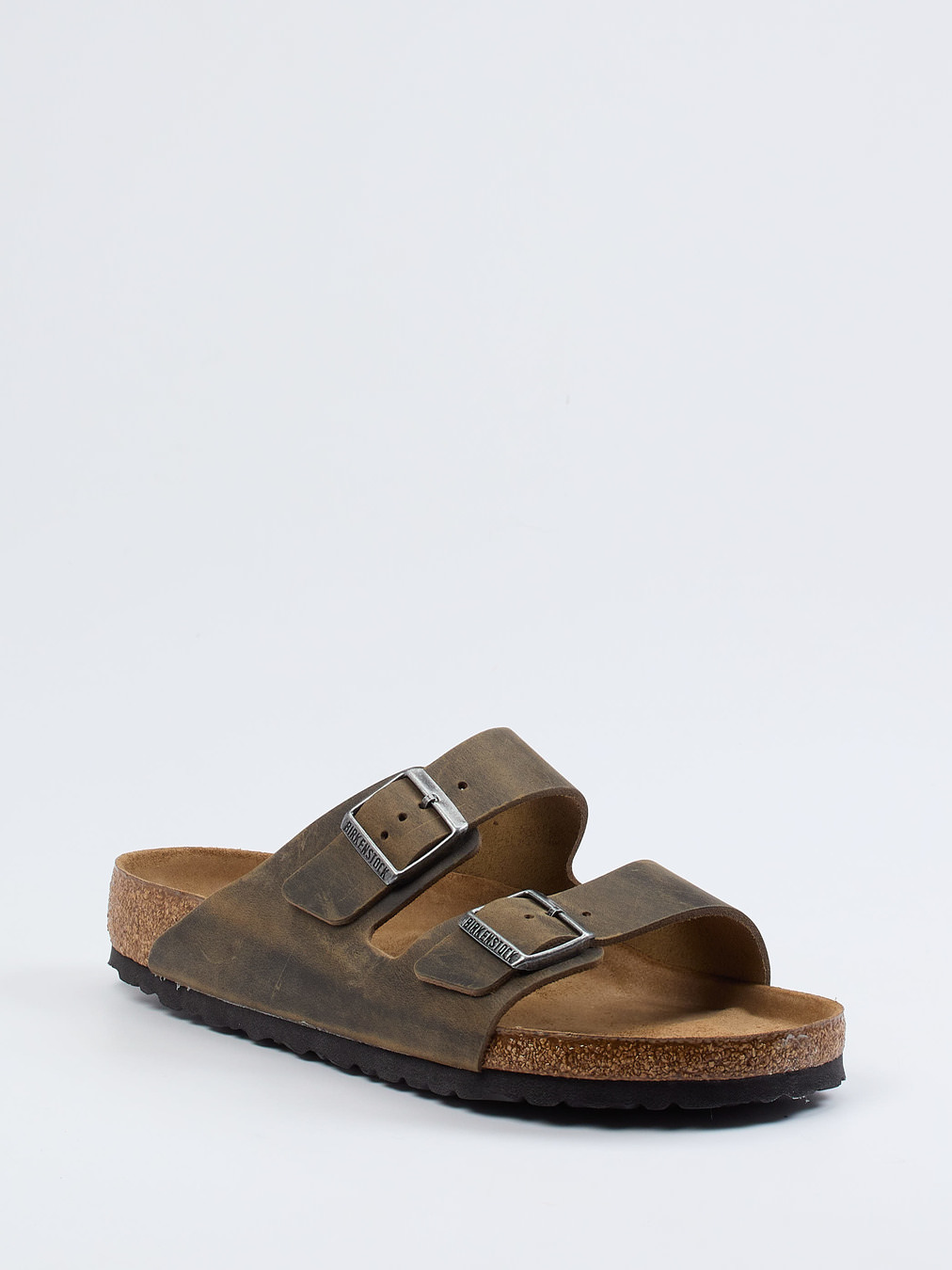 Birkenstock – Zweiriemer-Sandale aus Fettleder Olivgrün