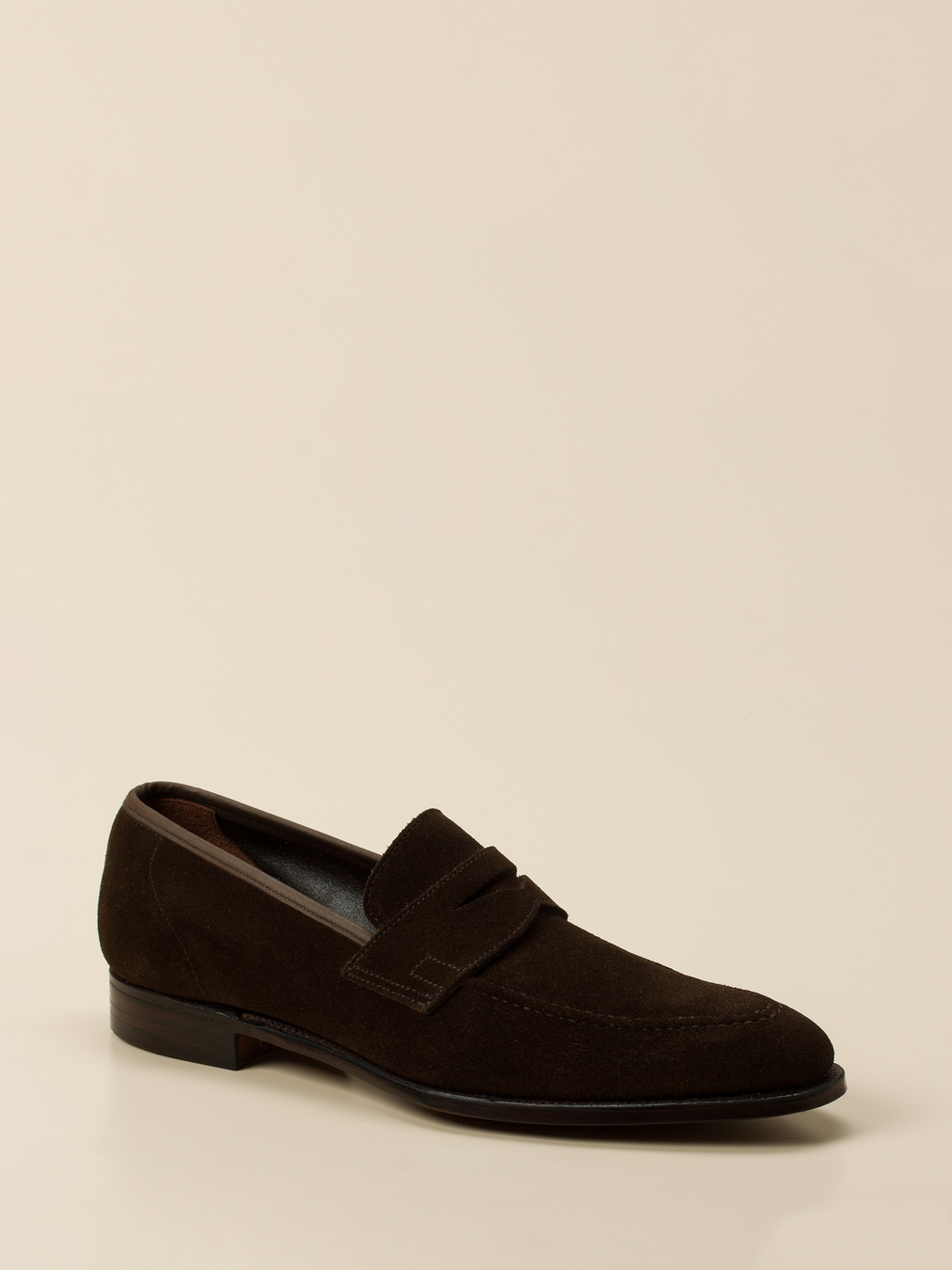 Crockett & Jones – Penny Loafer aus Veloursleder Dunkelbraun