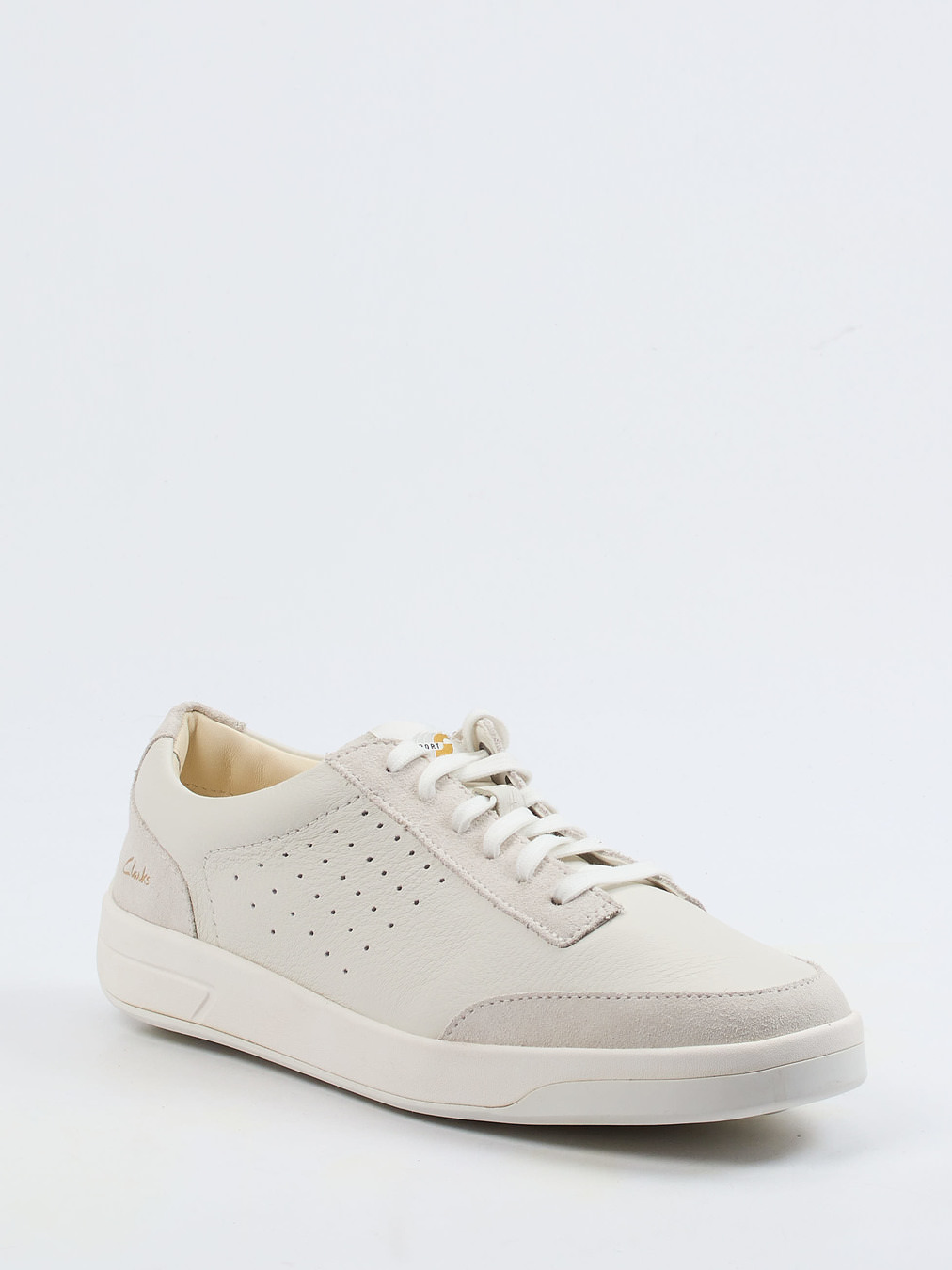 Clarks – Sneaker aus Kalbleder und Veloursleder Cremeweiß