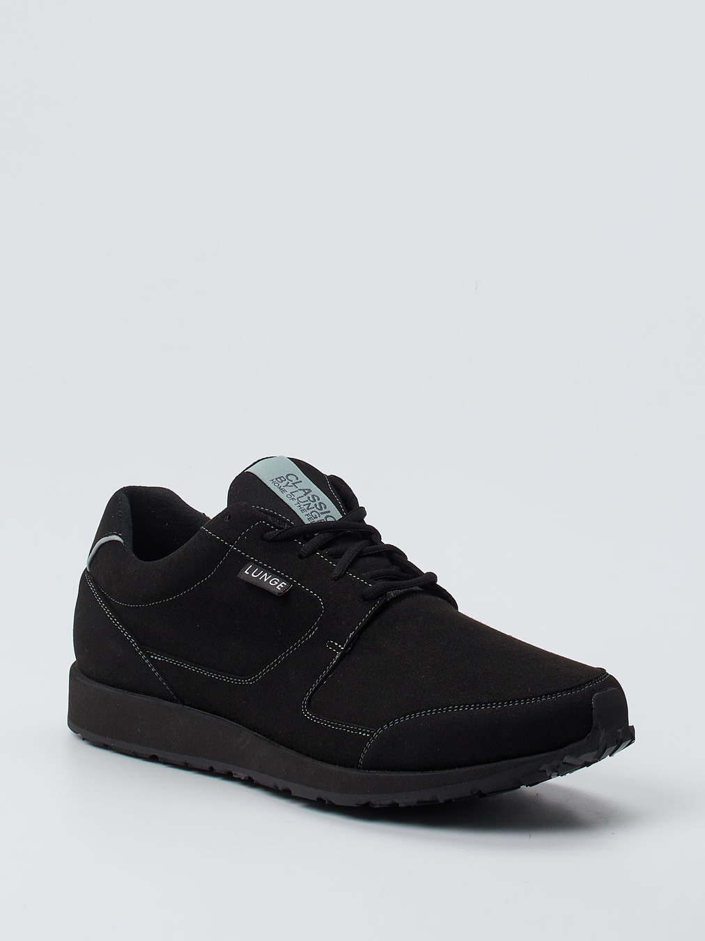 Lunge – Schnürschuh aus Textil in Veloursoptik Schwarz
