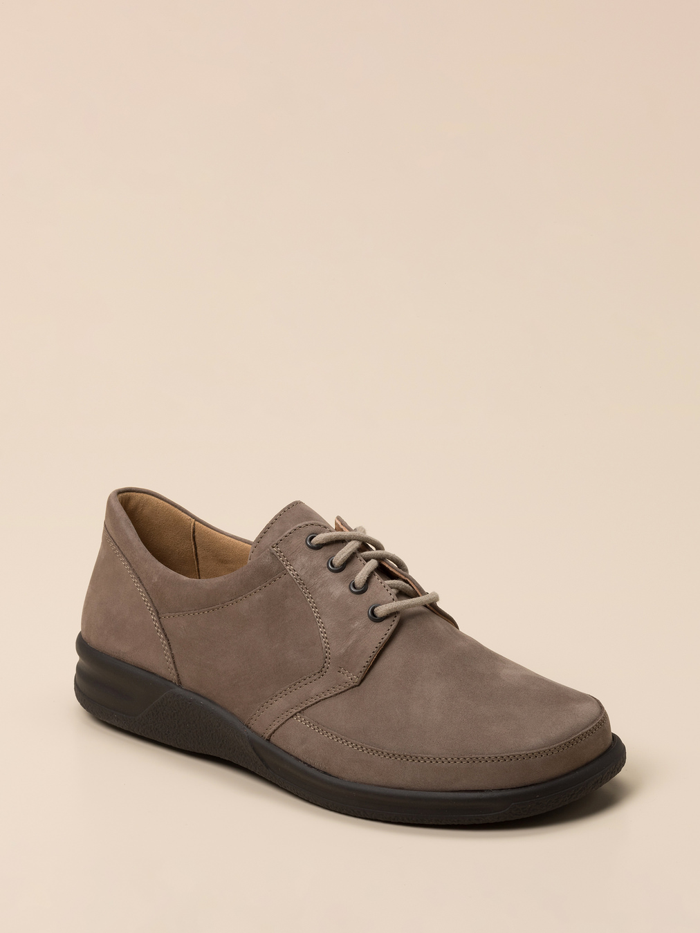 Ganter – Komfort-Schnürschuh aus Nubukleder taupe