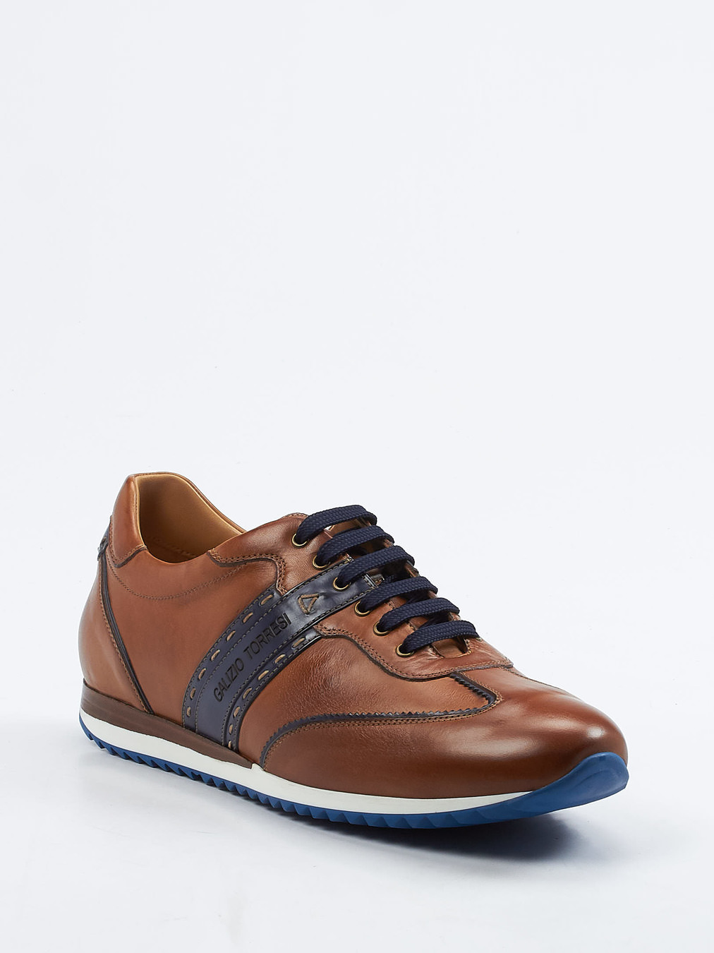 Galizio Torresi – Sneaker aus Kalbleder cognacfarben