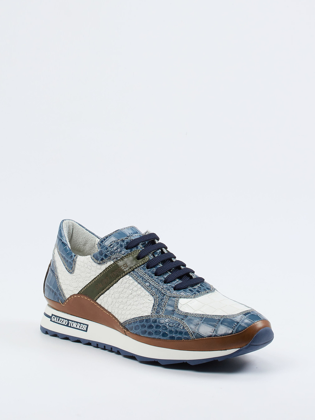 Galizio Torresi – Sneaker aus geprägtem Leder cremeweiß