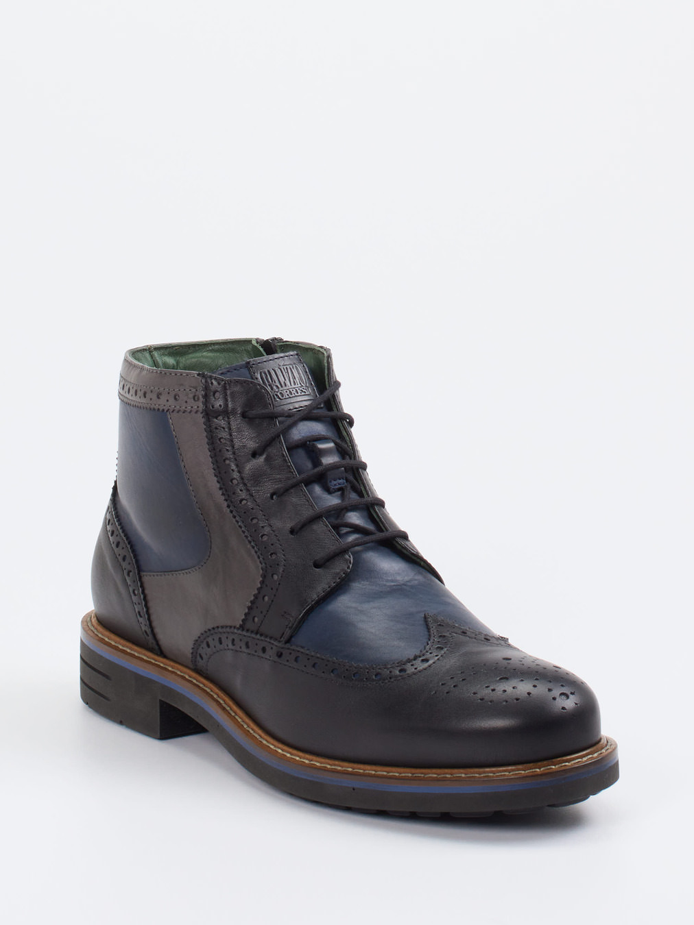 Galizio Torresi – Brogue-Boots aus Kalbleder Schwarz