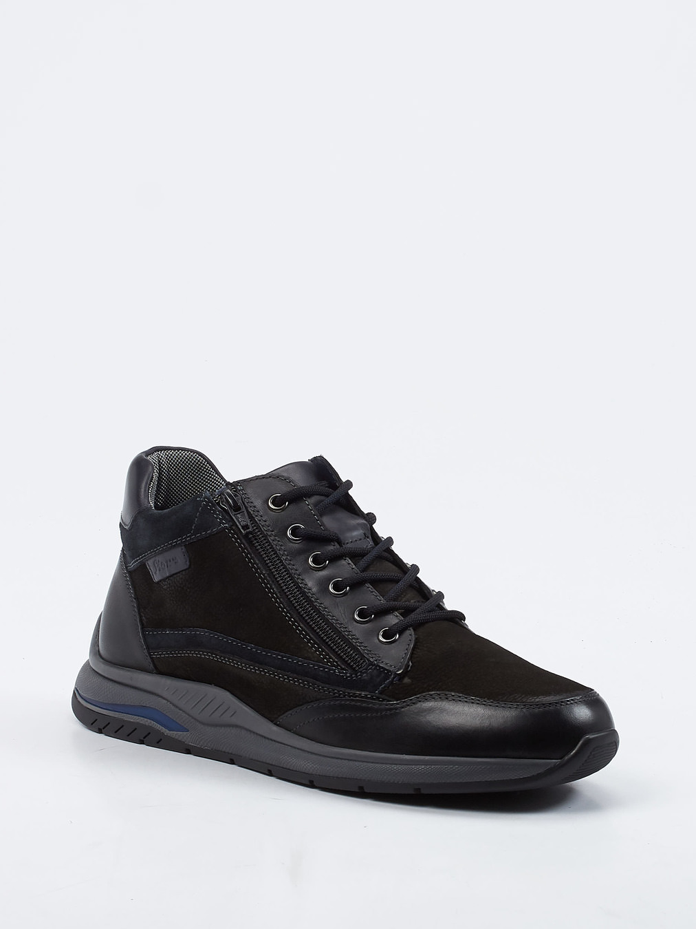 Sioux – Mid-Top-Schnürschuh aus Nubukleder Schwarz