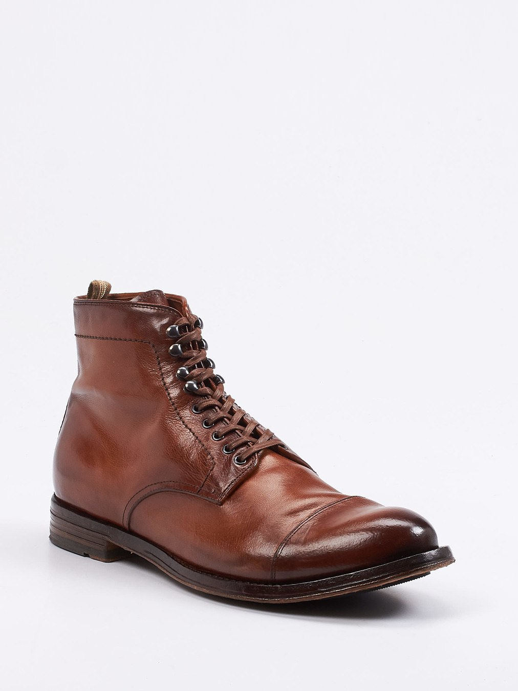 Officine Creative – Captoe-Boots aus Büffelleder braun