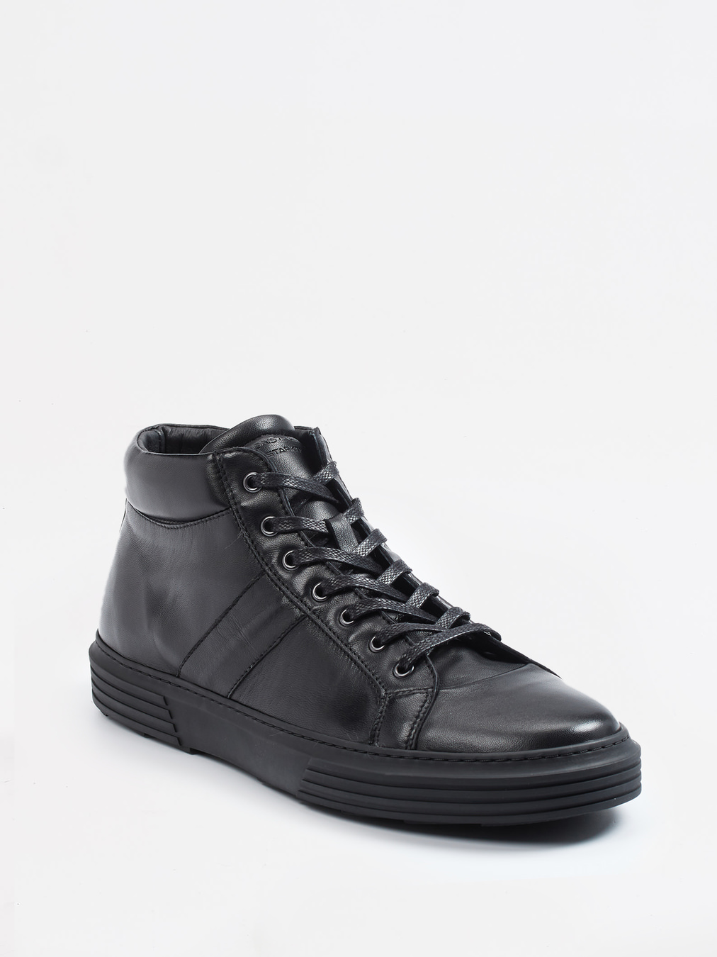 Konstantin Starke – Mid-Top Sneaker aus Lammleder Schwarz