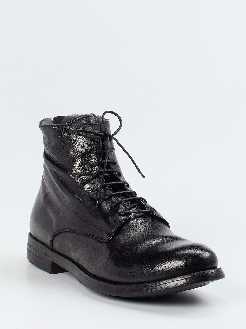 Officine Creative – Schnürboots aus Büffelleder schwarz