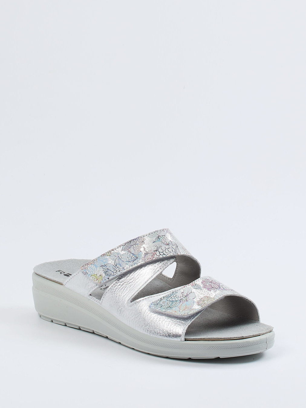 Rohde – Komfort-Pantolette aus Metallicleder silber