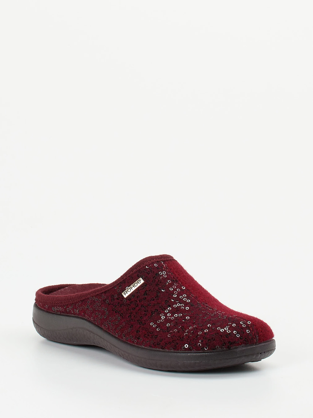 Rohde – Pantoffel aus Textil mit Pailletten Bordeaux