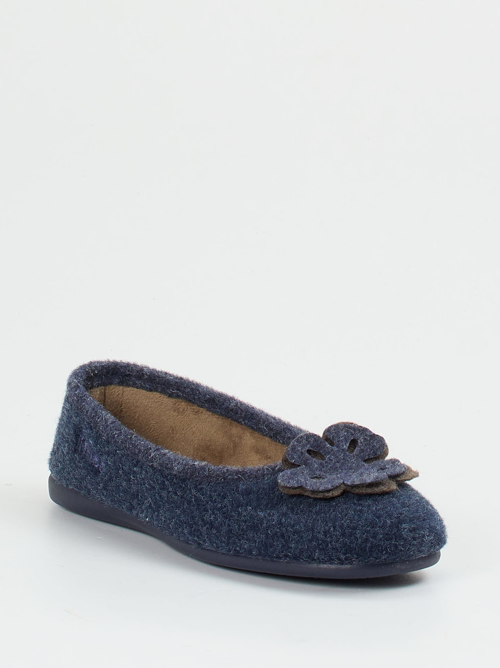 Thies – Ballerina-Hausschuh aus Wollfilz Dunkelblau