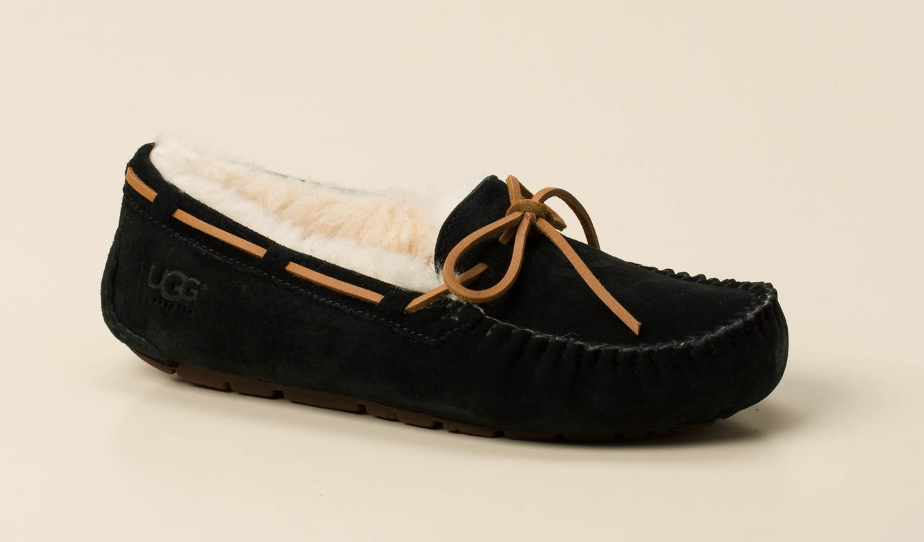 UGG – Mokassin-Hausschuh aus Veloursleder Schwarz