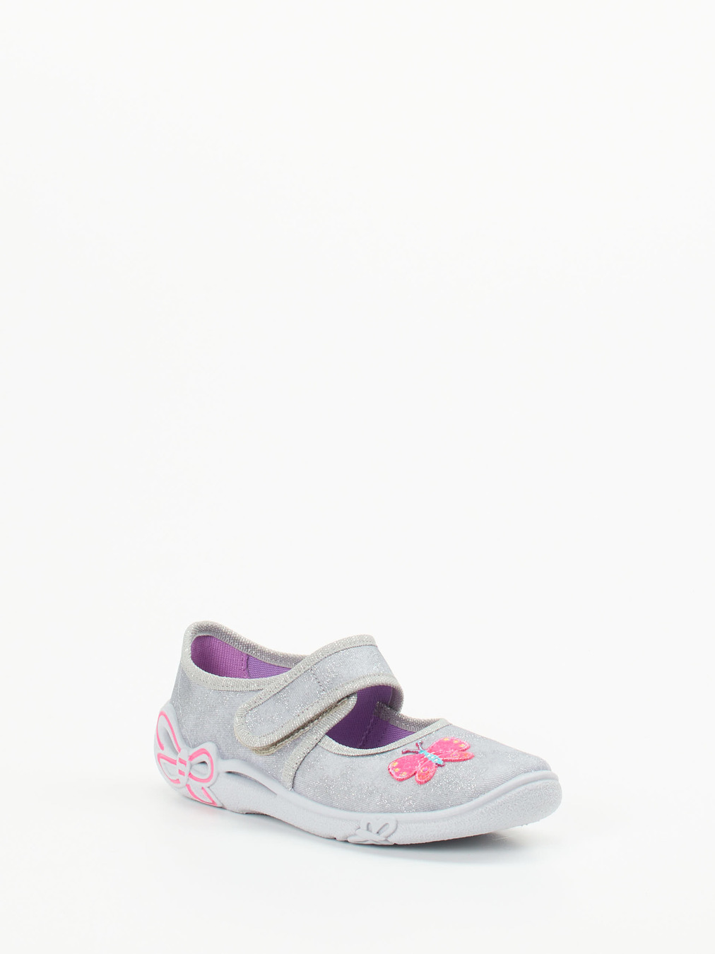 Superfit – Ballerina-Hausschuh aus Textil silbergrau