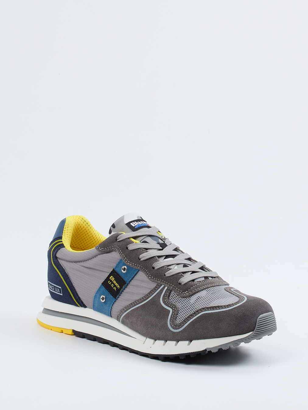 Blauer – Retro-Sneaker aus Veloursleder und Mesh grau