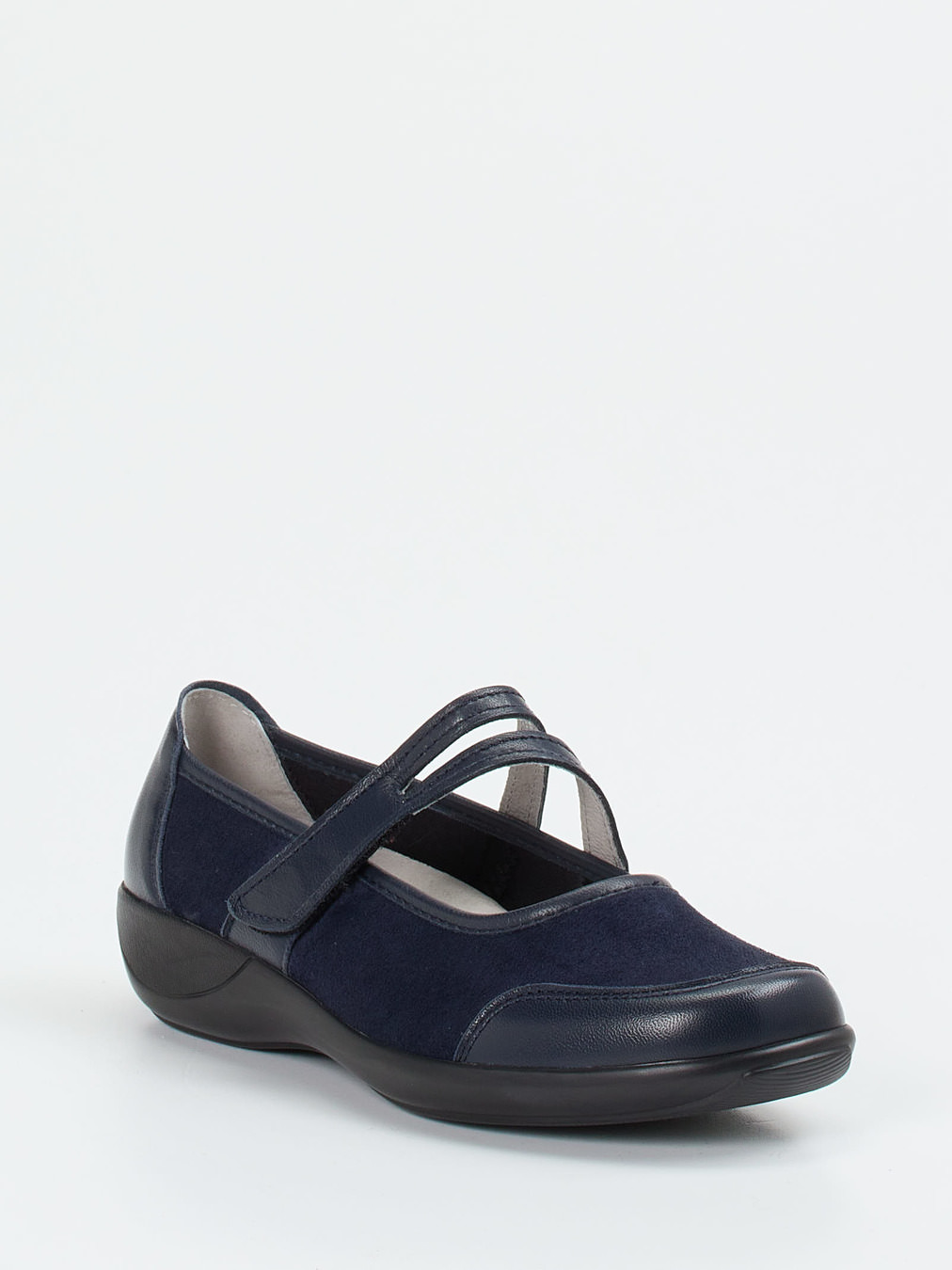 Stuppy – Mary Jane aus Velours- und Glattleder blau