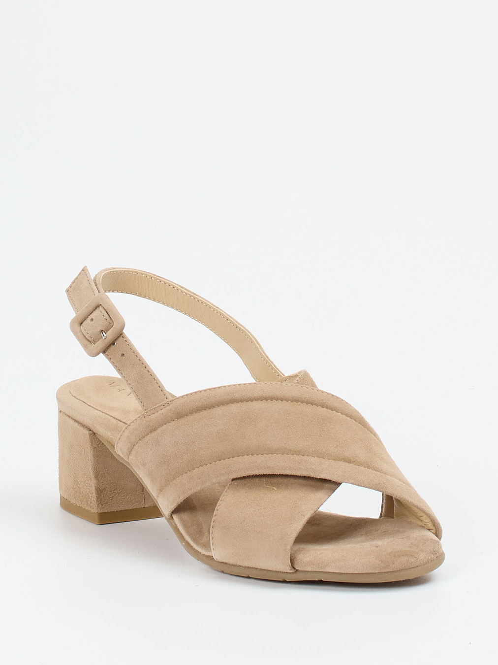Mannori – Slingback-Sandale aus Veloursleder beige