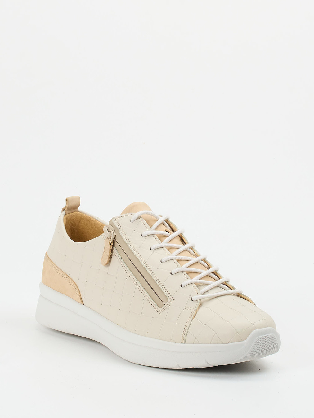 Ganter – Komfort-Sneaker aus geprägtem Leder beige