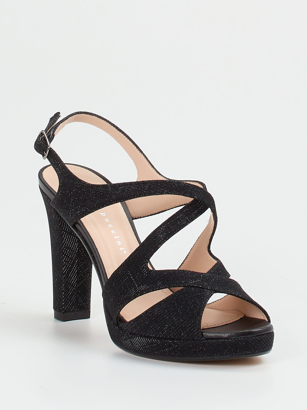 Andrea Puccini – Sandalette aus Metallic mit Glitzerlook