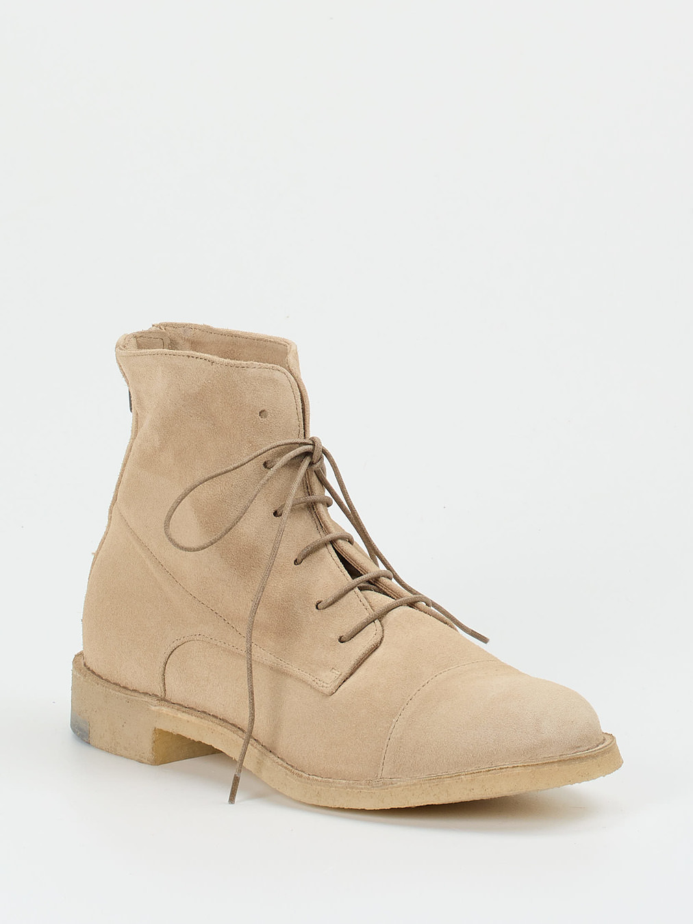 Pantanetti – Schnürstiefelette aus Veloursleder beige