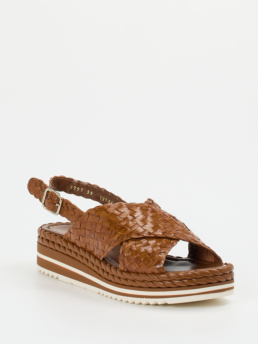 Pons Quintana – Plateau-Sandale aus Flechtleder cognac