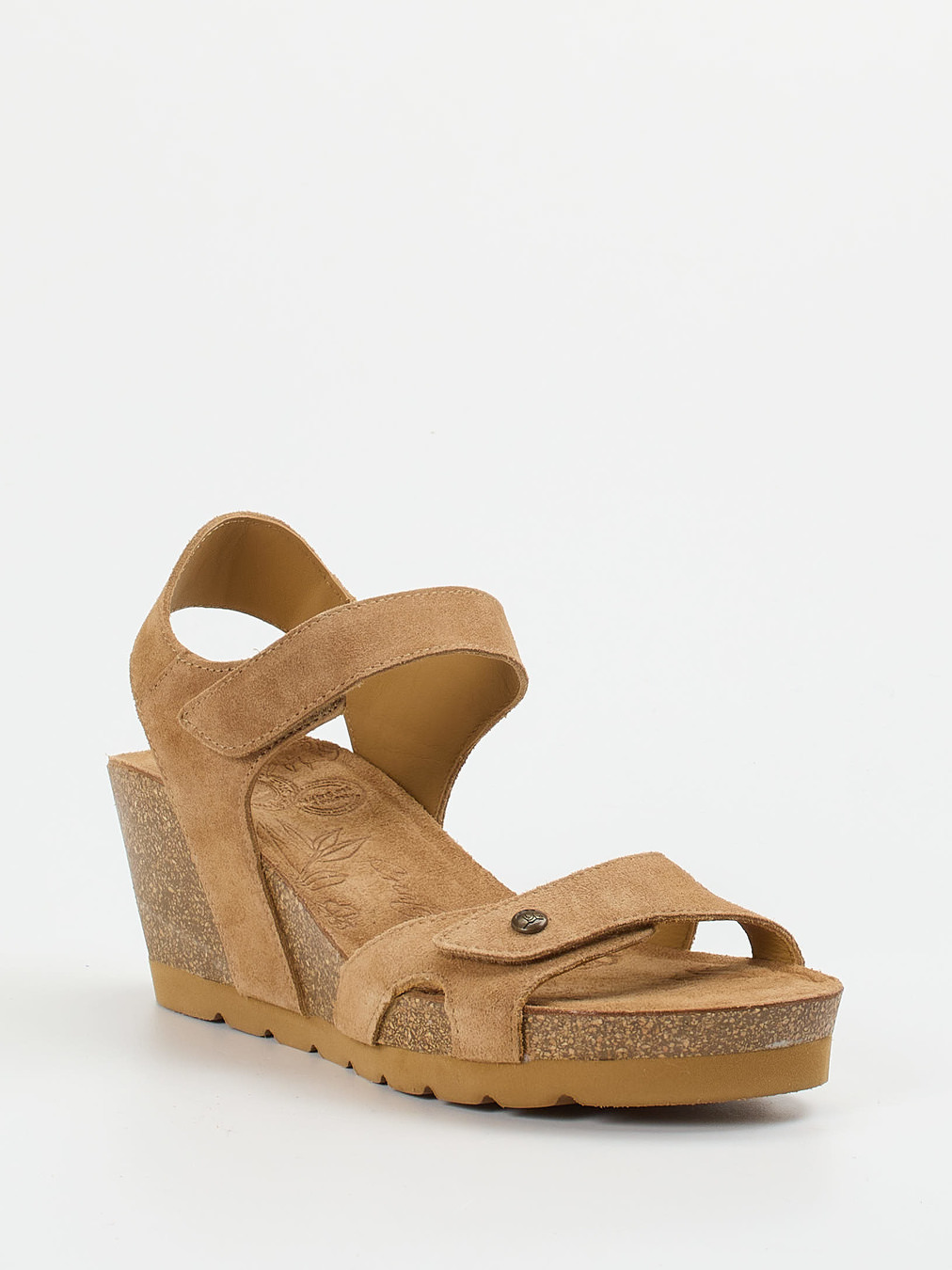 Panama Jack – Keilsandalette aus Veloursleder cognac