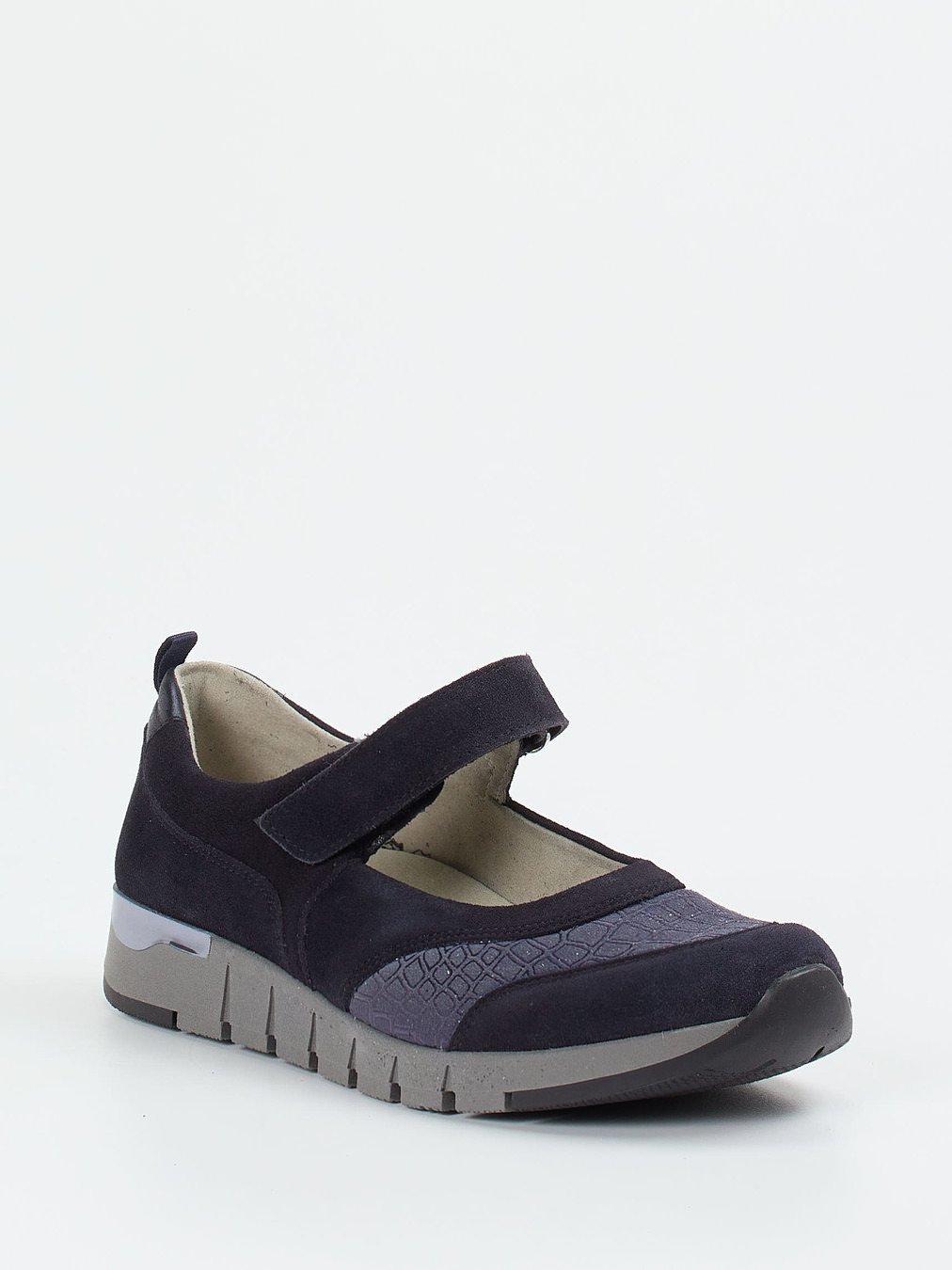 Waldläufer – Mary Jane Sneaker aus Veloursleder Dunkelblau