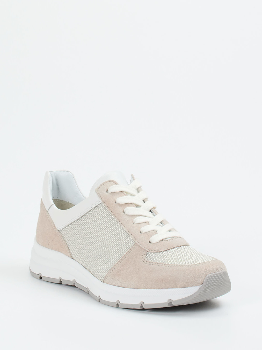 Semler – Sneaker aus Veloursleder und Mesh beige