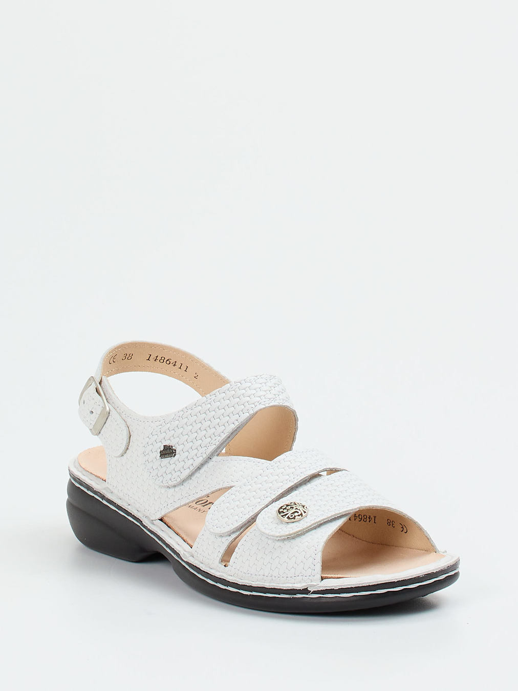 Finn Comfort – Sandale aus geprägtem Leder Weiß