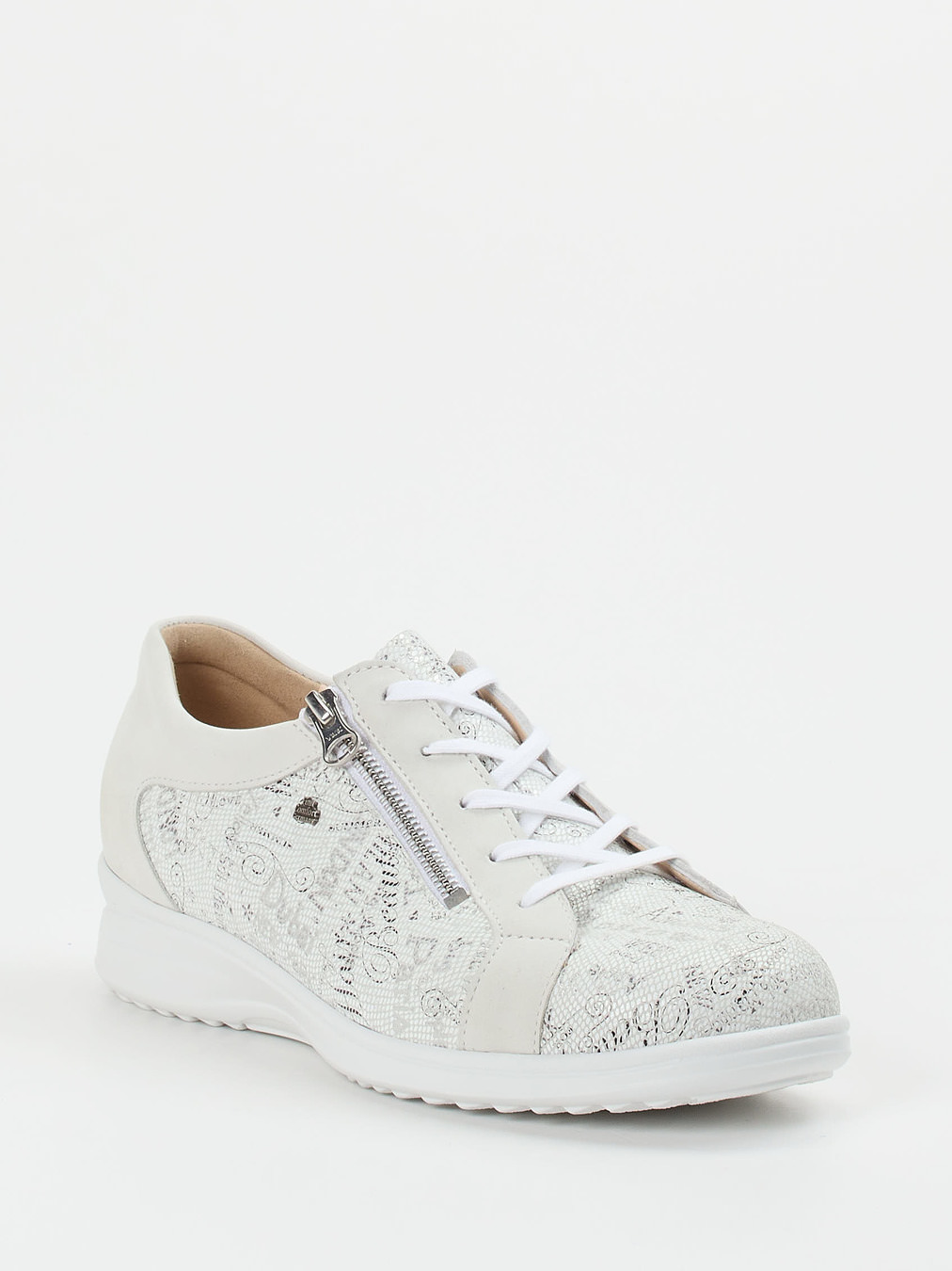 Finn Comfort – Komfort-Sneaker aus geprägtem Leder Offwhite