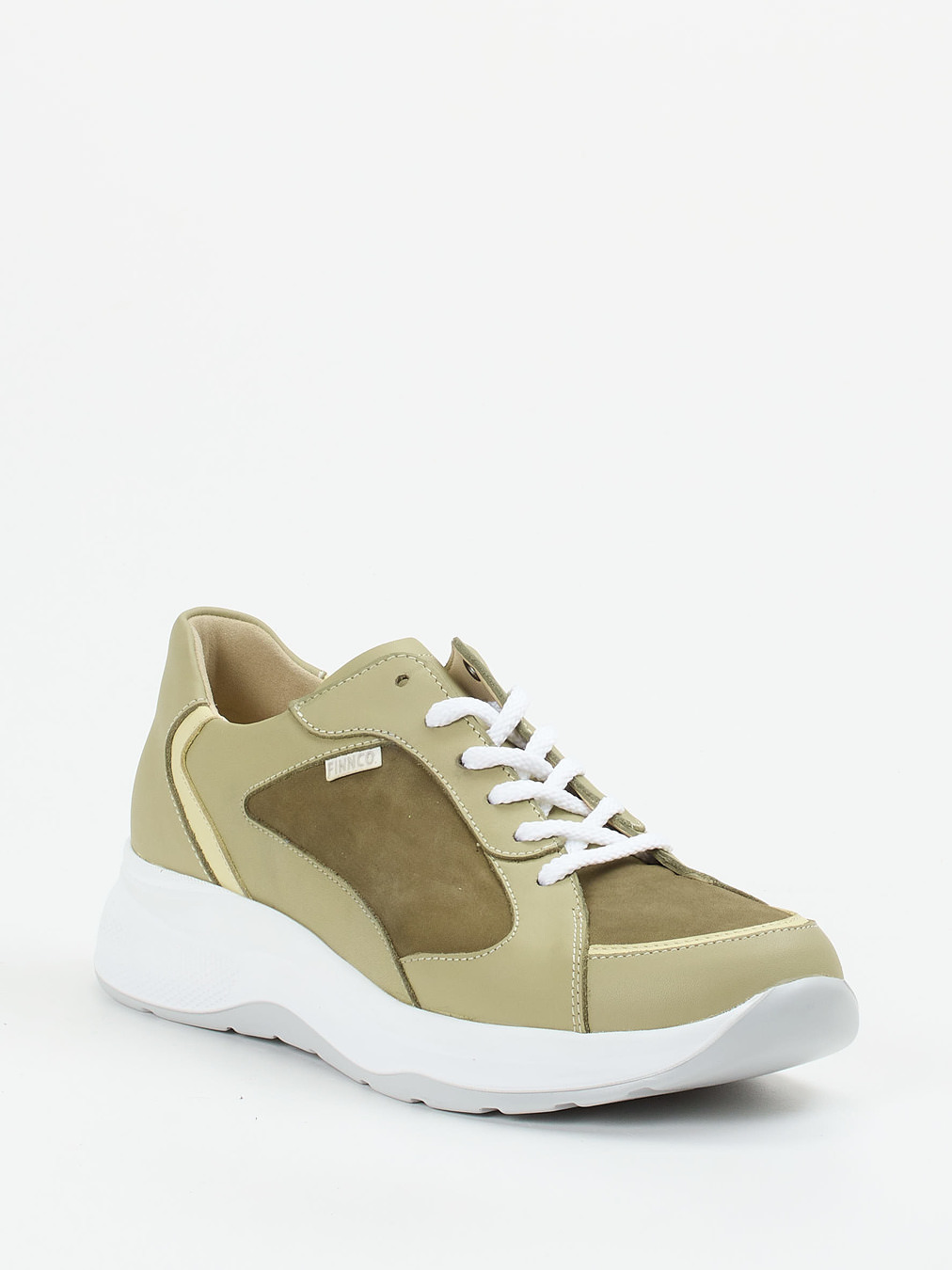 Finn Comfort – Sneaker aus Kalbleder in Olivbeige