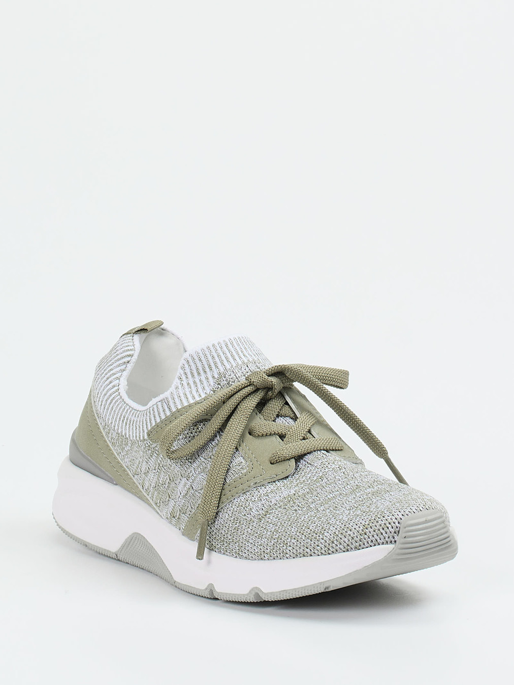 Gabor Comfort – Sneaker aus gestricktem Textil salbeigrün