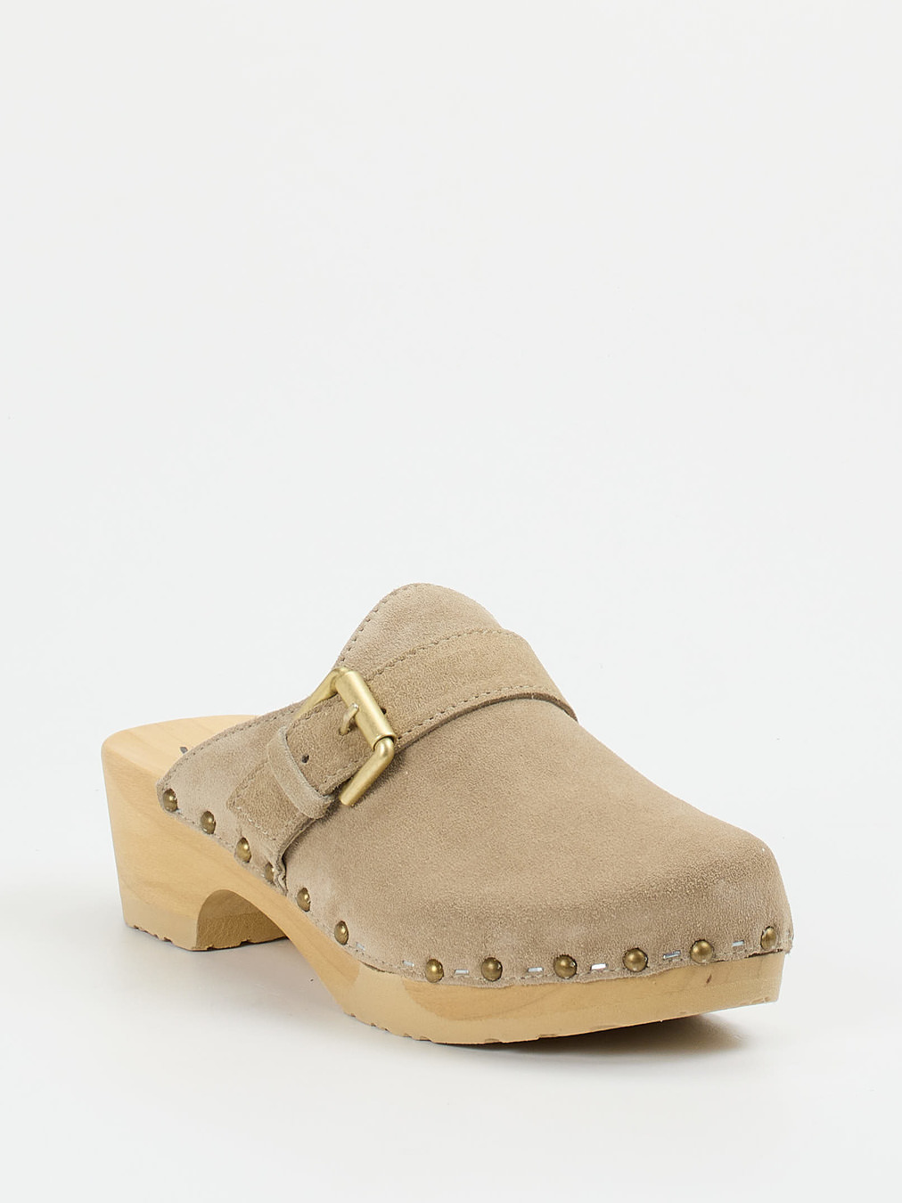 Softclox – Holzsohlen-Clogs aus Veloursleder braun