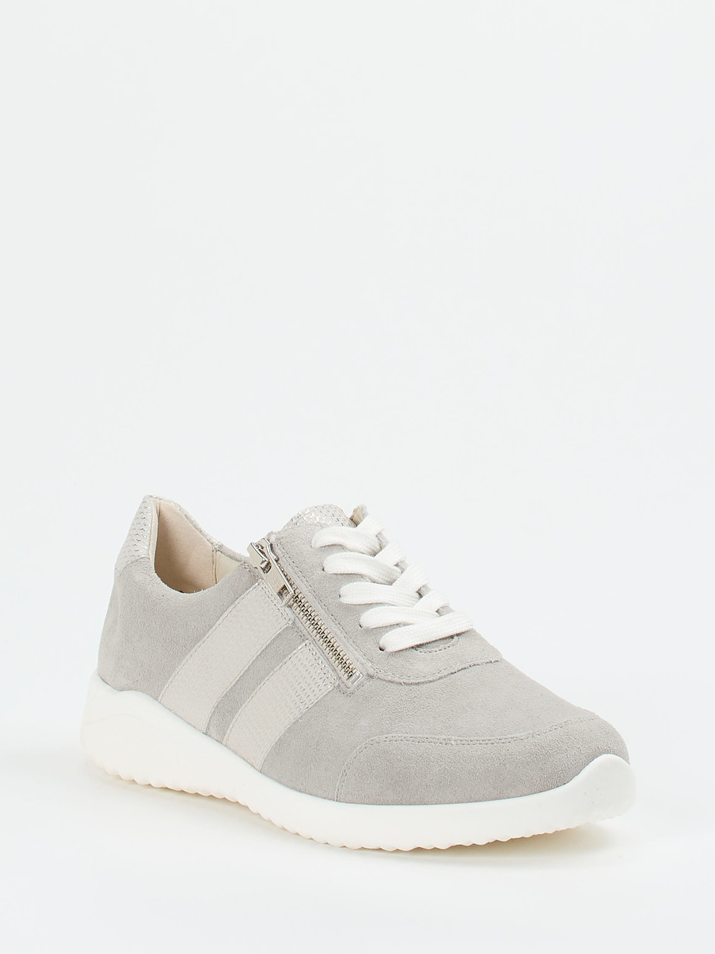 Solidus – Komfort-Sneaker aus Veloursleder hellgrau