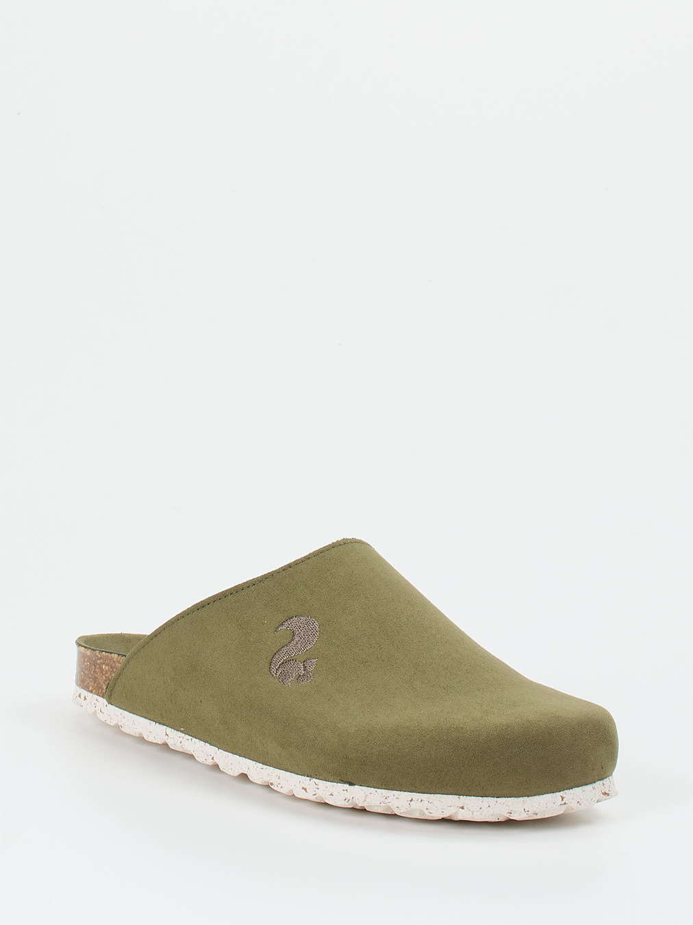 Thies – Pantoletten aus Veloursleder Olivgrün